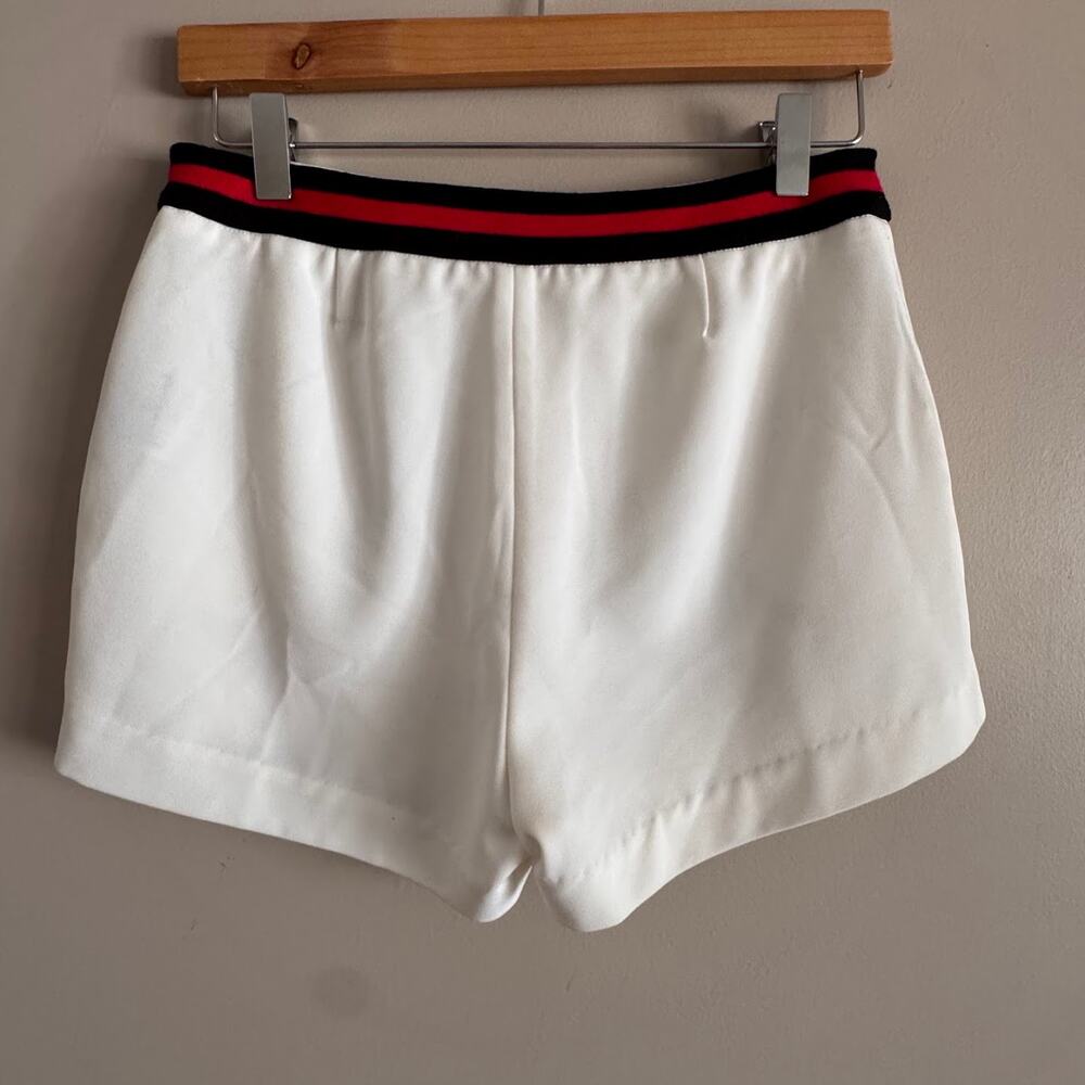 Gucci White Twill Shorts Ribbed Knit Striped Waistband Size IT 38 US 2 - Picture 2 of 9